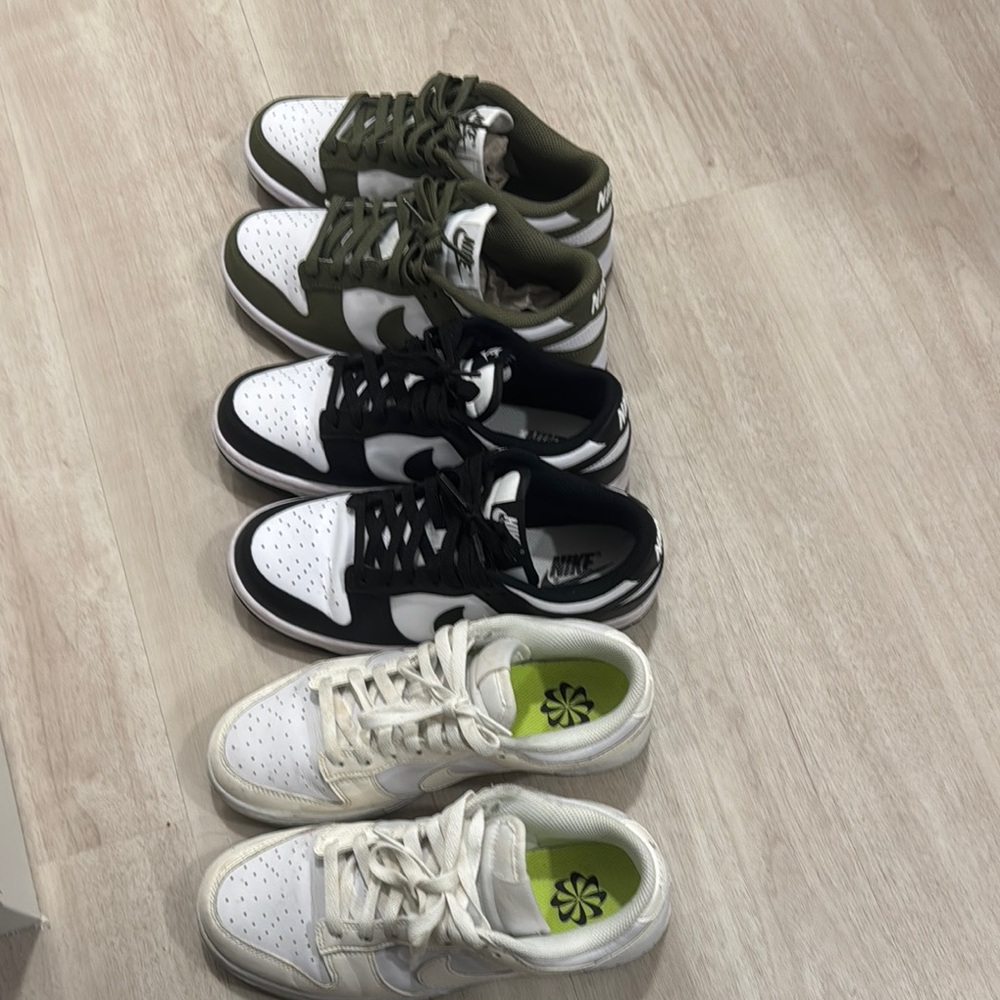 Nike Sneaker Collection in Olive, Black, and White